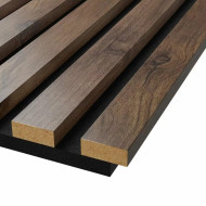 Акустическая панель, черный войлок, 2750х600х19мм, рейки МДФ дуб Старинный натуральный