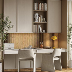 Акустическая панель, черный войлок, 2750х600х19мм, рейки МДФ дуб Медный